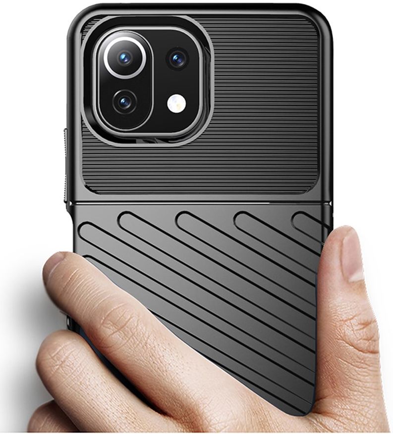 Xiaomi Mi 11 Lite Hoesje TPU Thunder Design Back Cover Zwart afbeelding 2
