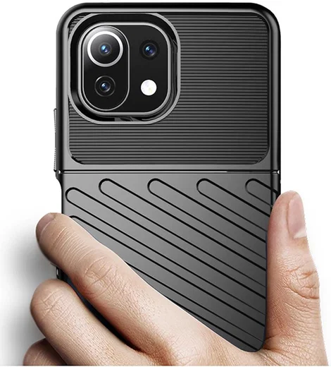 Xiaomi Mi 11 Lite Hoesje TPU Thunder Design Back Cover Zwart afbeelding 2