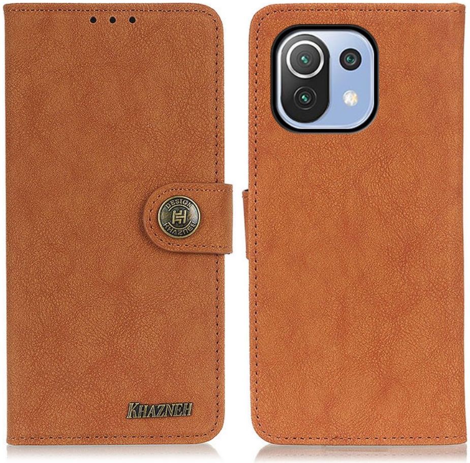 Xiaomi Mi 11 Lite 4G/5G Hoesje Portemonnee Drukknoop Sluiting Bruin afbeelding 3