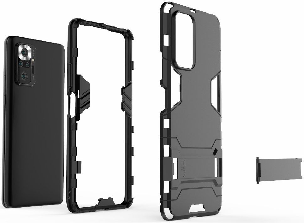 Xiaomi Redmi Note 10 Pro Hoesje Hybride Back Cover met Kickstand Rood afbeelding 6