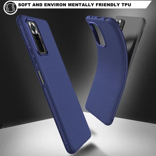 Xiaomi Redmi Note 10 Pro Hoesje Twill Slim Textuur Back Cover Blauw afbeelding 8