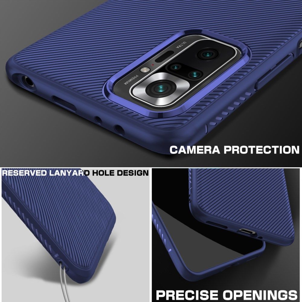 Xiaomi Redmi Note 10 Pro Hoesje Twill Slim Textuur Back Cover Blauw afbeelding 4
