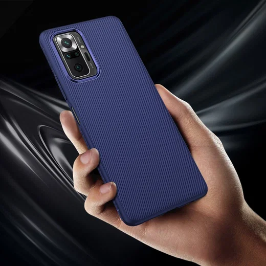 Xiaomi Redmi Note 10 Pro Hoesje Twill Slim Textuur Back Cover Blauw afbeelding 5
