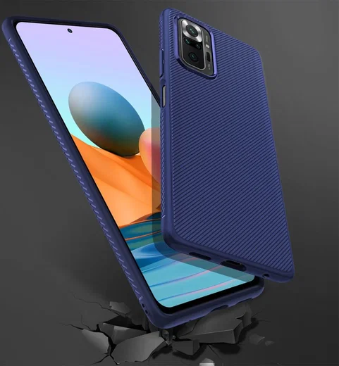 Xiaomi Redmi Note 10 Pro Hoesje Twill Slim Textuur Back Cover Blauw afbeelding 6