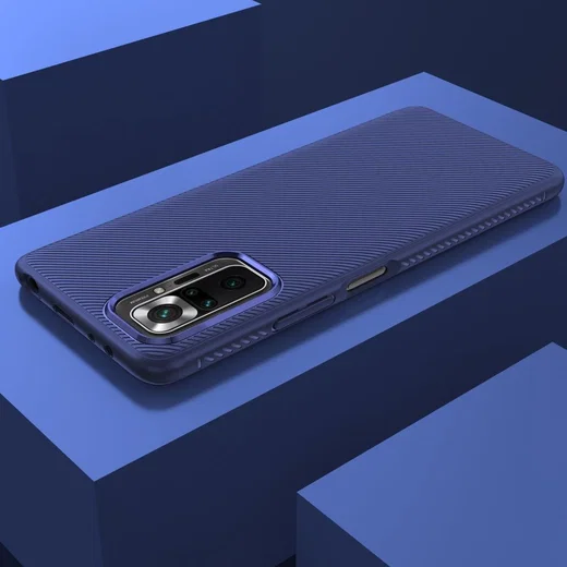Xiaomi Redmi Note 10 Pro Hoesje Twill Slim Textuur Back Cover Blauw afbeelding 7