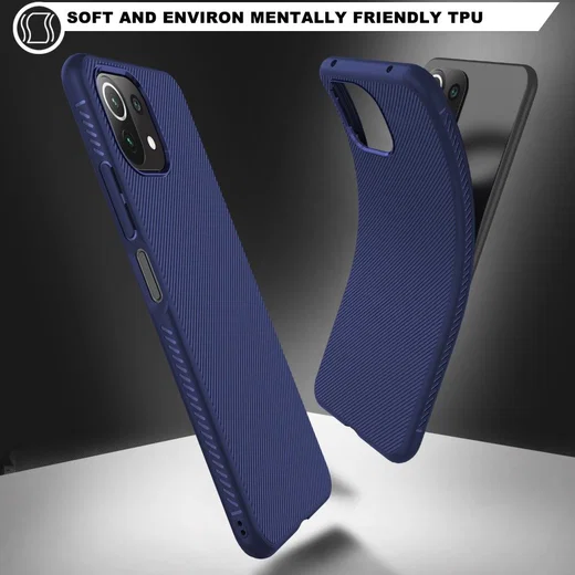Xiaomi Mi 11 Lite 4G / 5G Hoesje Twill Slim Textuur Back Cover Blauw afbeelding 8