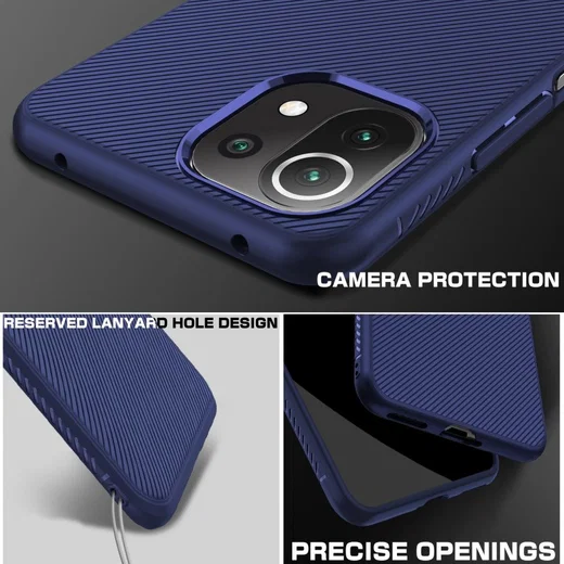 Xiaomi Mi 11 Lite 4G / 5G Hoesje Twill Slim Textuur Back Cover Blauw afbeelding 4
