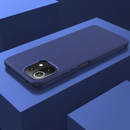 Xiaomi Mi 11 Lite 4G / 5G Hoesje Twill Slim Textuur Back Cover Blauw afbeelding 7