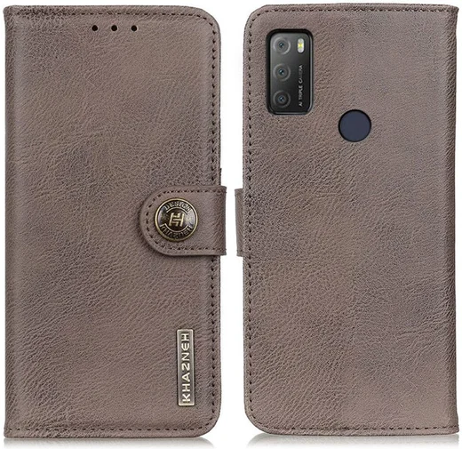 KHAZNEH Alcatel 1S / 3L (2021) Hoesje Wallet Retro Book Case Grijs afbeelding 5