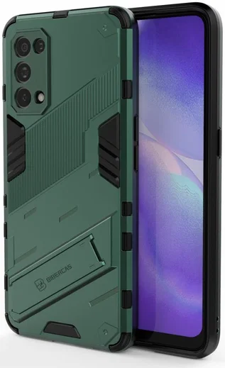 Oppo Find X3 Lite / Reno5 Hoesje Hybride Back Cover Kickstand Groen afbeelding 3