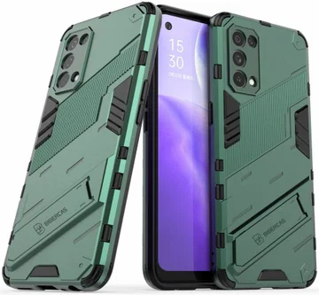 Oppo Find X3 Lite / Reno5 Hoesje Hybride Back Cover Kickstand Groen