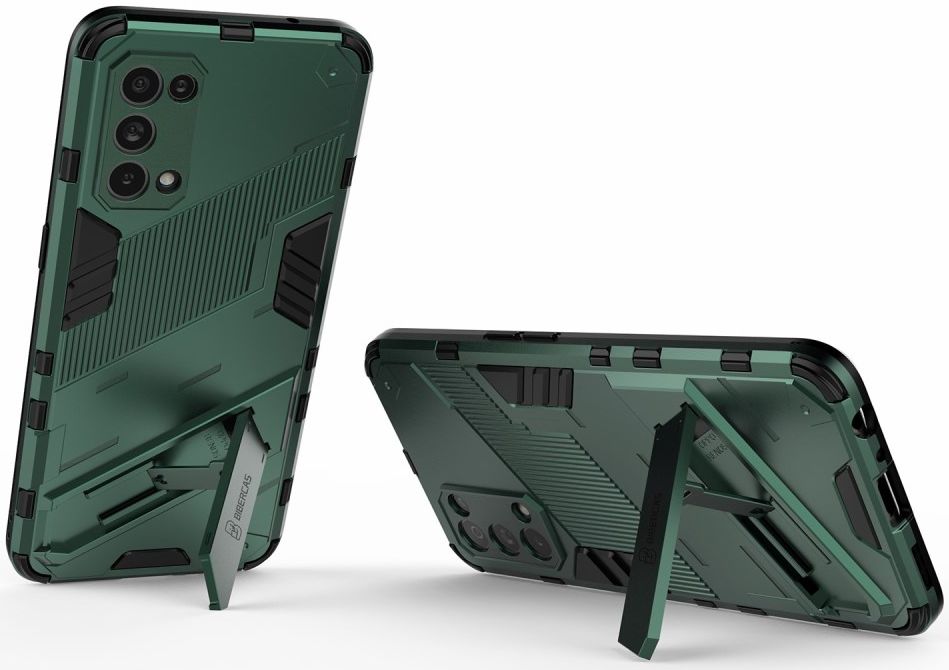 Oppo Find X3 Lite / Reno5 Hoesje Hybride Back Cover Kickstand Groen afbeelding 2