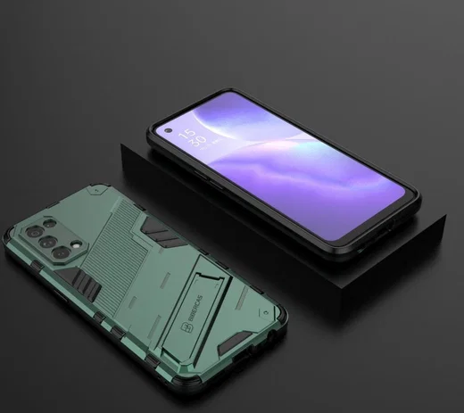 Oppo Find X3 Lite / Reno5 Hoesje Hybride Back Cover Kickstand Groen afbeelding 5