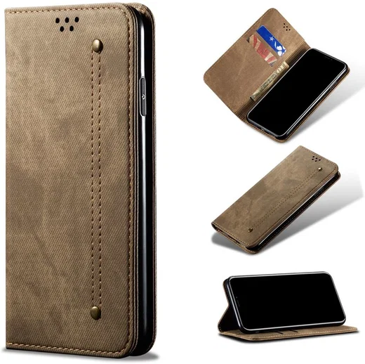 Oppo Find X3 Pro Hoesje Portemonnee Stof Textuur Book Case Groen afbeelding 8