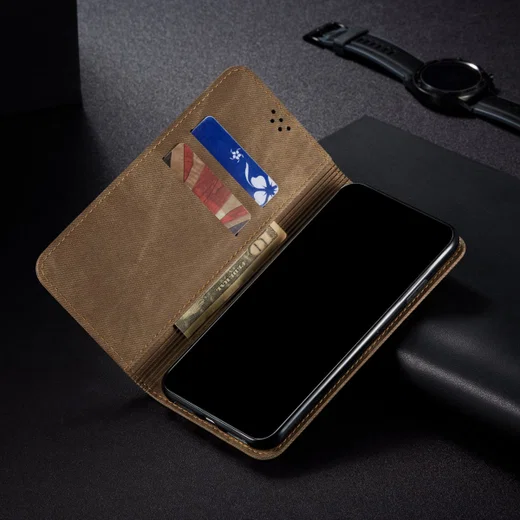 Oppo Find X3 Pro Hoesje Portemonnee Stof Textuur Book Case Groen afbeelding 4
