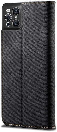 Oppo Find X3 Pro Hoesje Portemonnee Stof Textuur Book Case Zwart afbeelding 7
