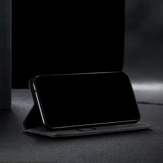 Oppo Find X3 Pro Hoesje Portemonnee Stof Textuur Book Case Zwart afbeelding 5