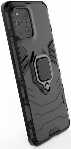 Oppo Find X3 Pro Hoesje Shock Proof Back Cover met Kickstand Zwart afbeelding 8