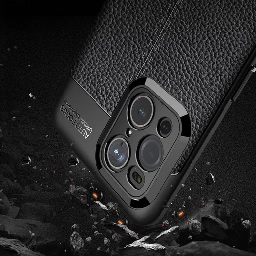 Oppo Find X3 Pro Hoesje Litchi Textuur Kunstleer Back Cover Zwart afbeelding 4