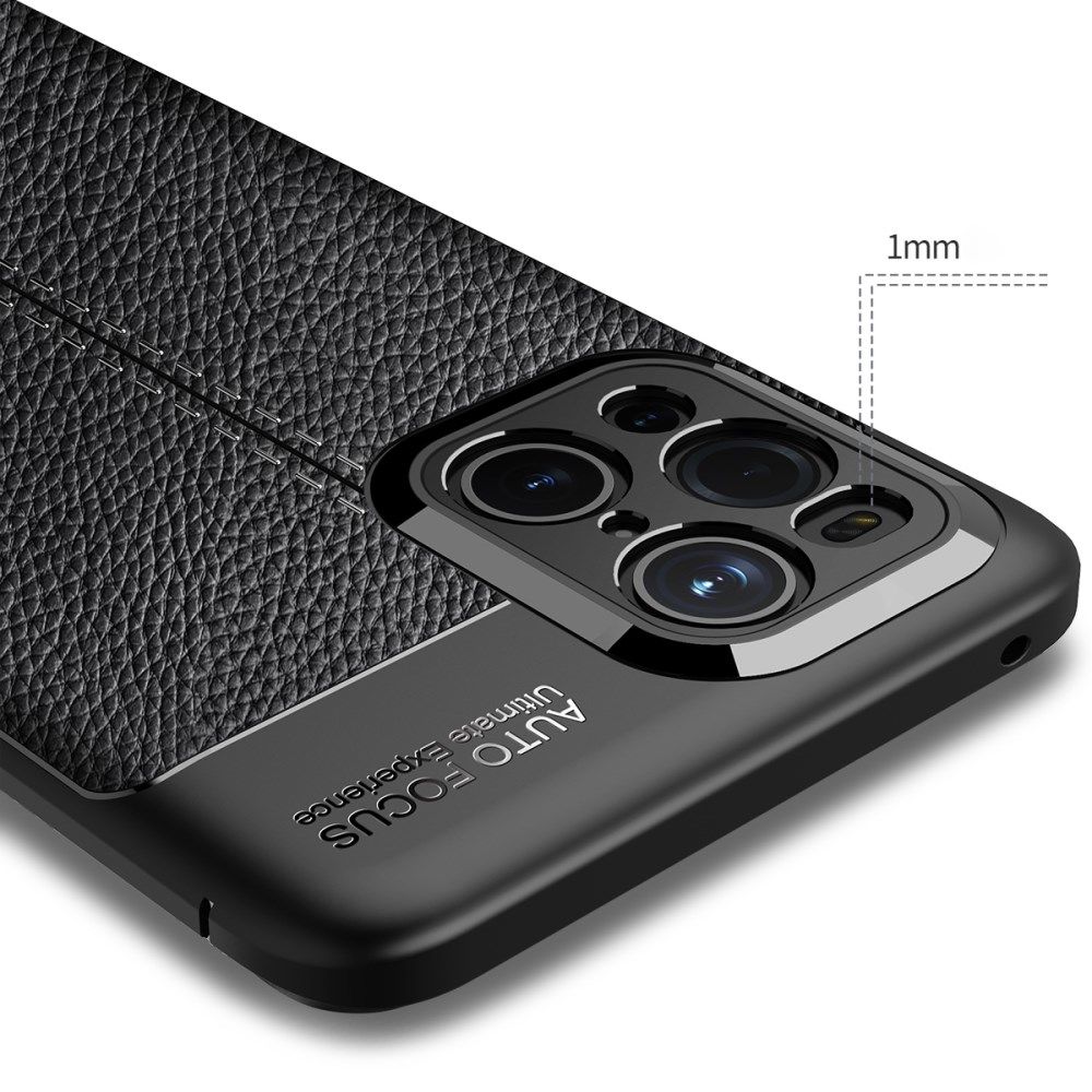 Oppo Find X3 Pro Hoesje Litchi Textuur Kunstleer Back Cover Zwart afbeelding 5