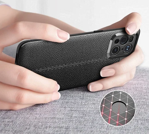 Oppo Find X3 Pro Hoesje Litchi Textuur Kunstleer Back Cover Zwart afbeelding 8