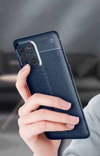 Oppo Find X3 Pro Hoesje Litchi Textuur Kunstleer Back Cover Zwart afbeelding 9