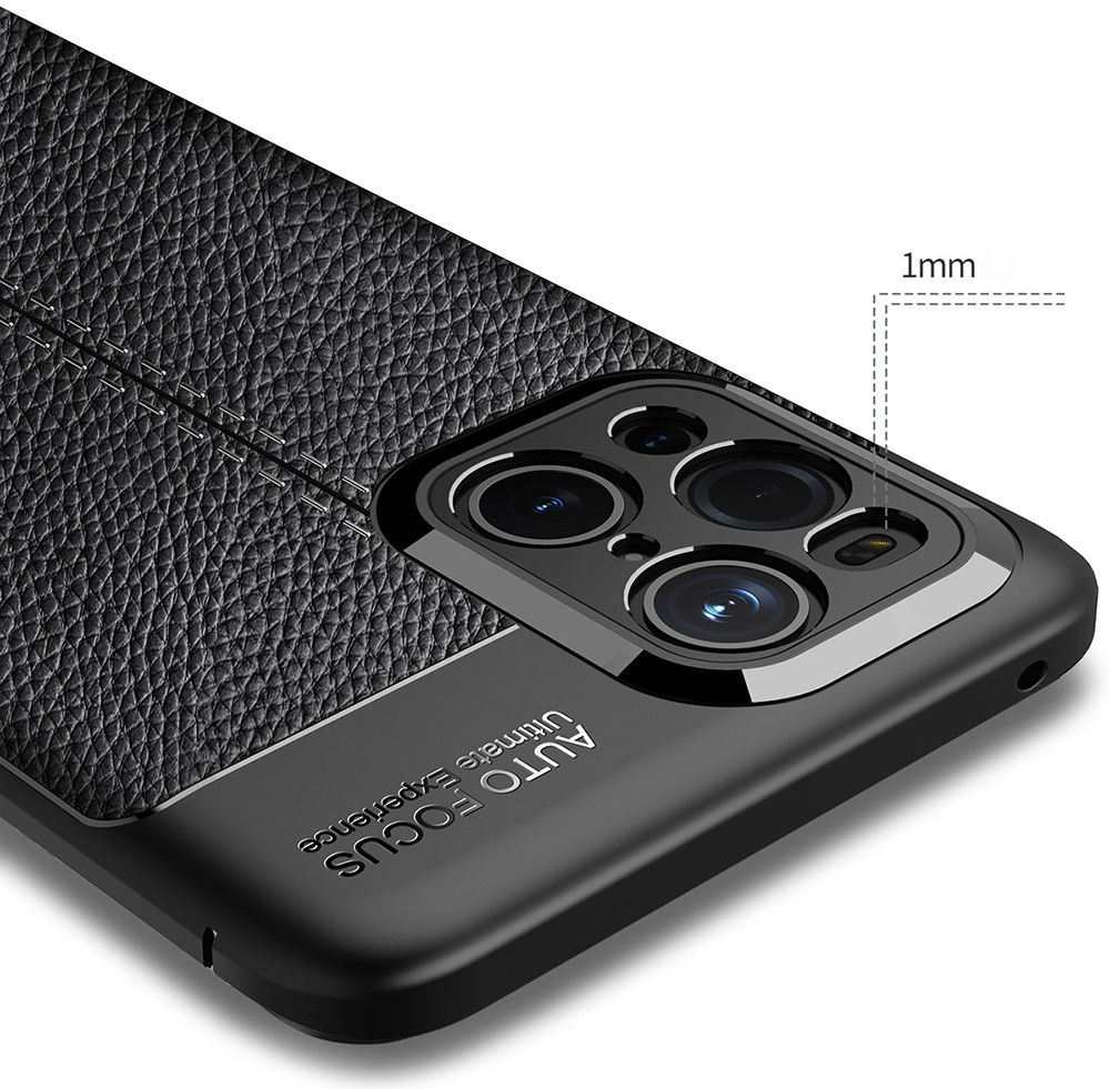 Oppo Find X3 Pro Hoesje Litchi Textuur Kunstleer Back Cover Zwart afbeelding 10