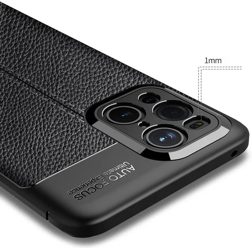 Oppo Find X3 Pro Hoesje Litchi Textuur Kunstleer Back Cover Zwart afbeelding 10