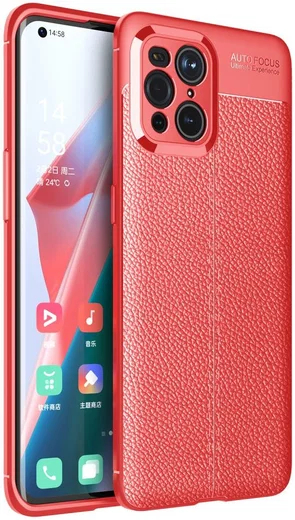 Oppo Find X3 Pro Hoesje Litchi Textuur Kunstleer Back Cover Rood afbeelding 1
