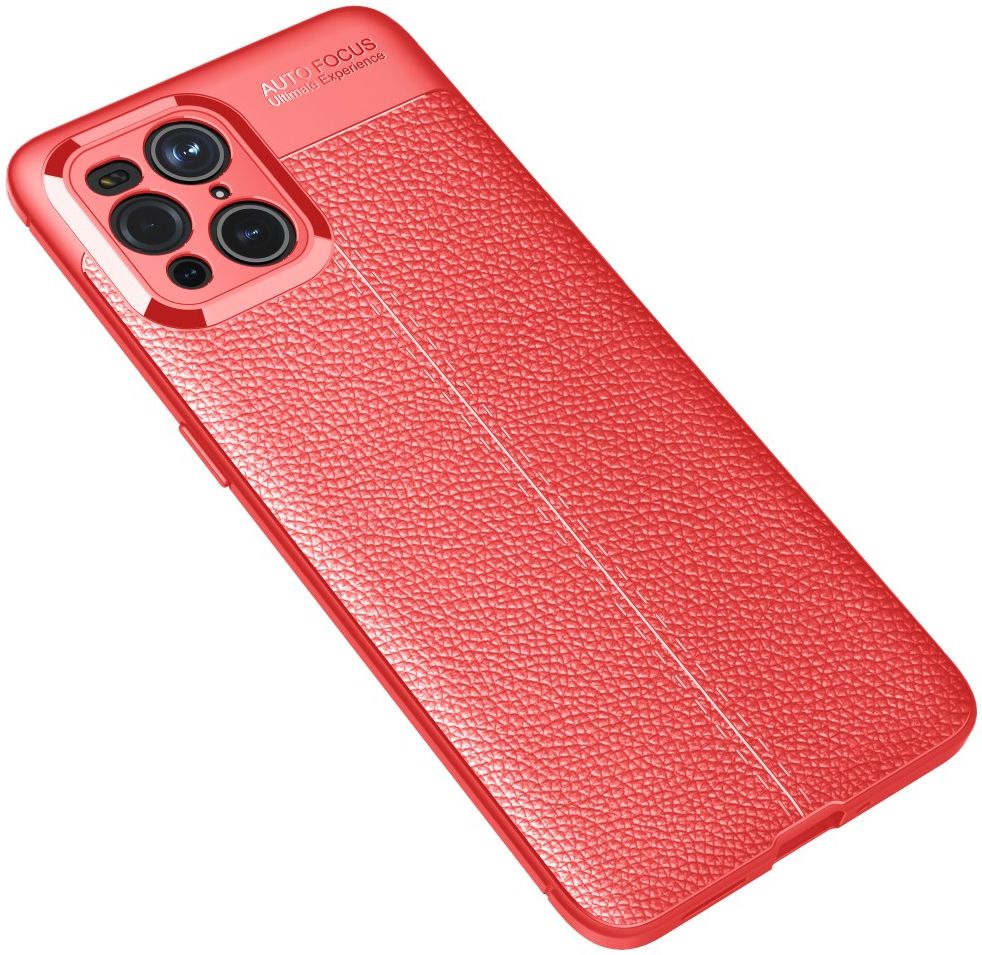 Oppo Find X3 Pro Hoesje Litchi Textuur Kunstleer Back Cover Rood afbeelding 2
