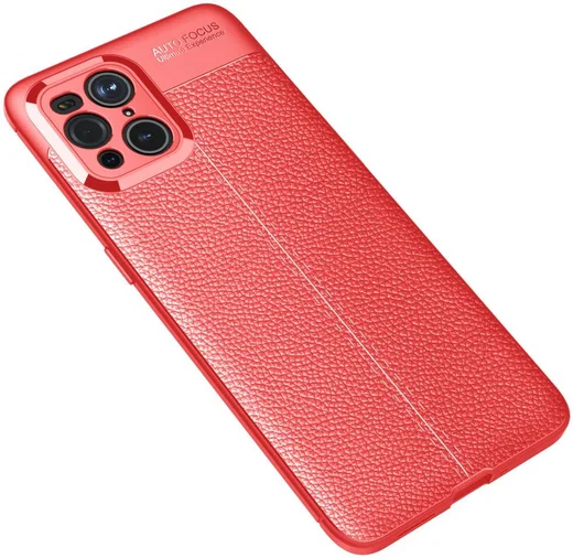 Oppo Find X3 Pro Hoesje Litchi Textuur Kunstleer Back Cover Rood afbeelding 2