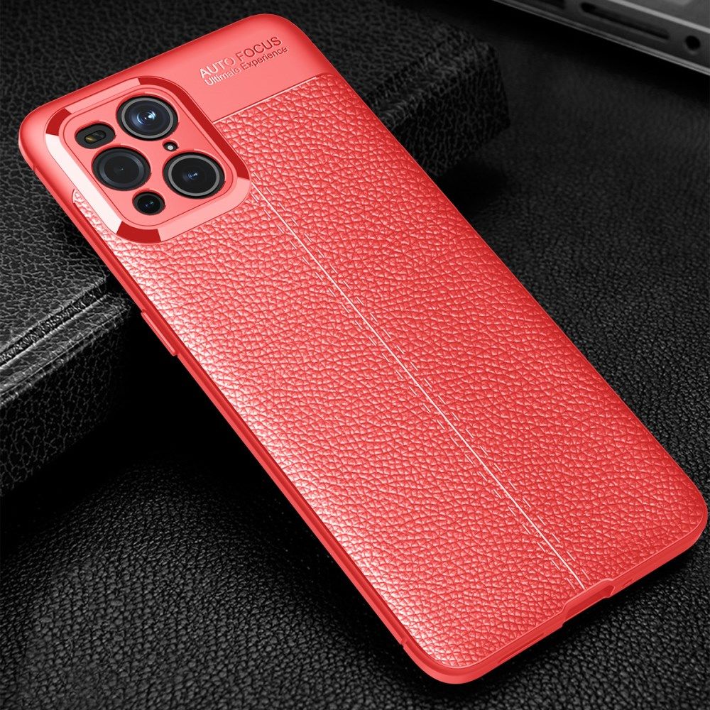 Oppo Find X3 Pro Hoesje Litchi Textuur Kunstleer Back Cover Rood afbeelding 3