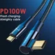 Fast Charge 100W USB-C Snellaad Kabel 1.2 Meter met Haakse Hoek Zwart afbeelding 5