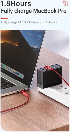 Fast Charge 100W USB-C Snellaad Kabel 1.2 Meter met Haakse Hoek Zwart afbeelding 9