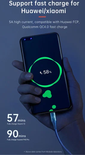 Fast Charge 100W USB-C Snellaad Kabel 1.2 Meter met Haakse Hoek Zwart afbeelding 10