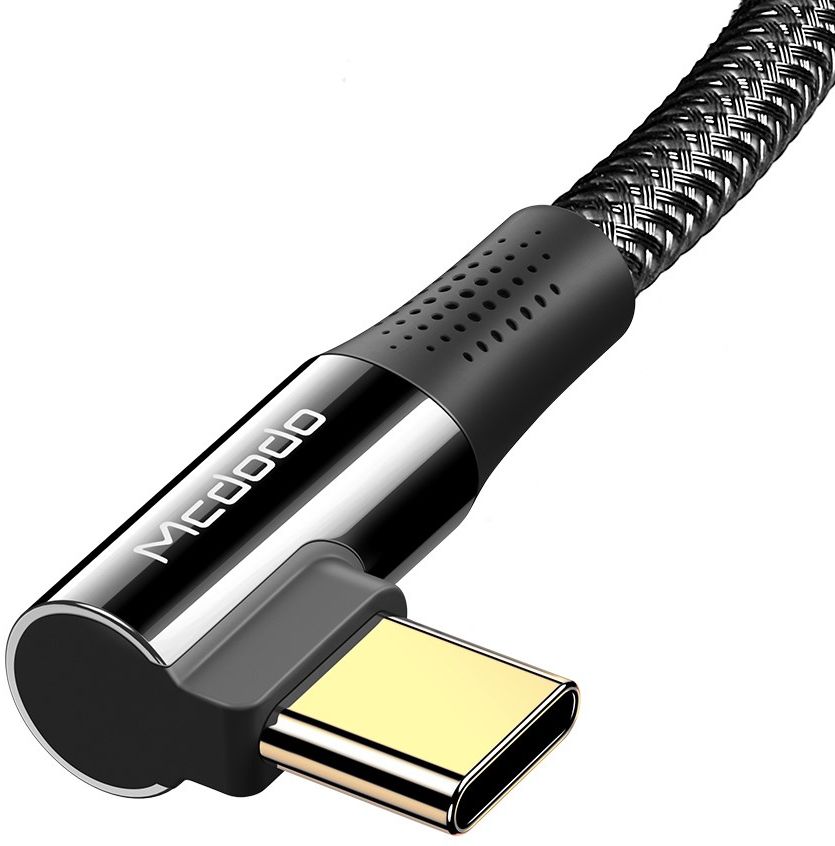 Fast Charge 100W USB-C Snellaad Kabel 1.2 Meter met Haakse Hoek Zwart afbeelding 2