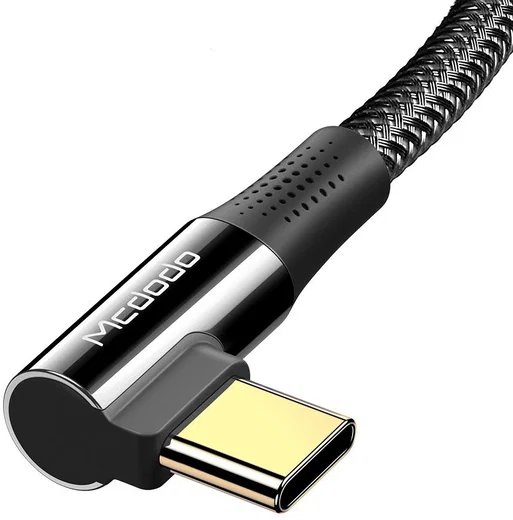 Fast Charge 100W USB-C Snellaad Kabel 1.2 Meter met Haakse Hoek Zwart afbeelding 2