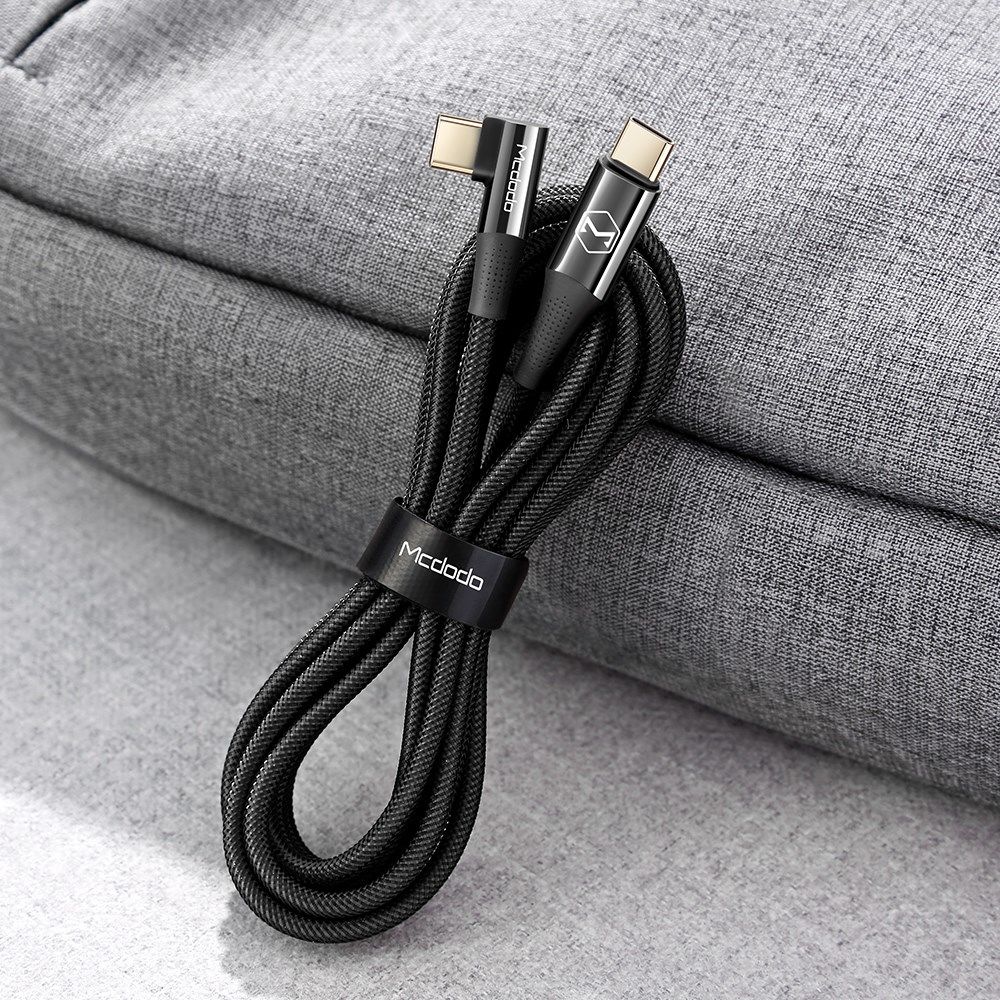 Fast Charge 100W USB-C Snellaad Kabel 1.2 Meter met Haakse Hoek Zwart afbeelding 16