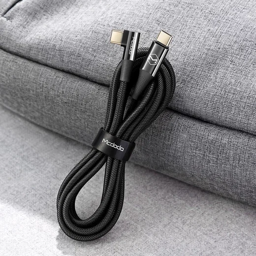 Fast Charge 100W USB-C Snellaad Kabel 1.2 Meter met Haakse Hoek Zwart afbeelding 16