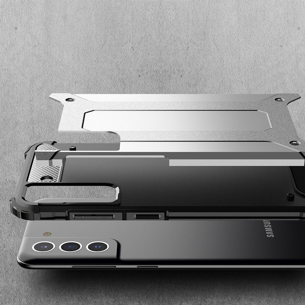 Samsung Galaxy S21 FE Hoesje Shock Proof Hybride Back Cover Zwart afbeelding 5