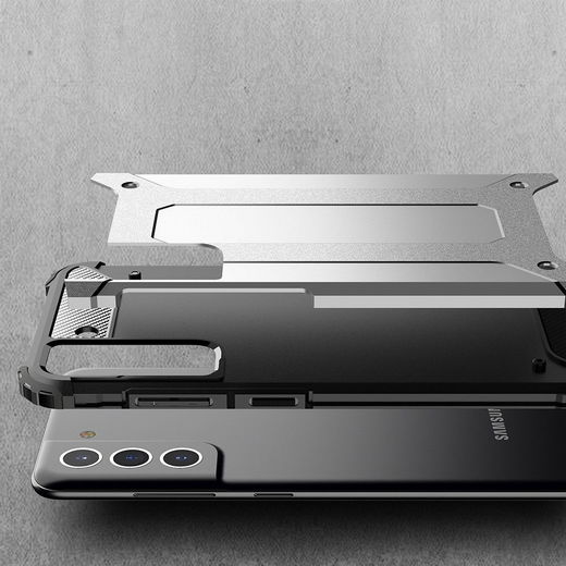Samsung Galaxy S21 FE Hoesje Shock Proof Hybride Back Cover Zwart afbeelding 5