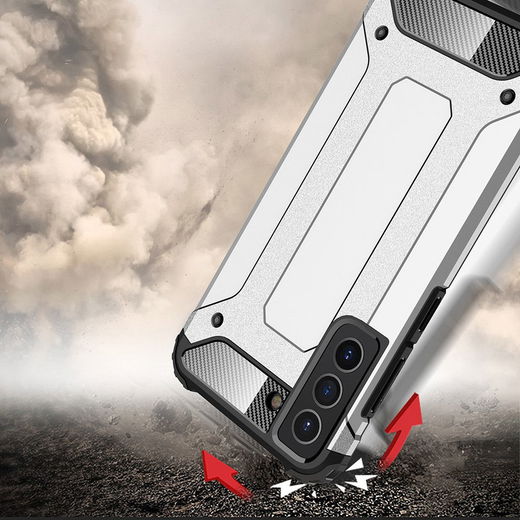 Samsung Galaxy S21 FE Hoesje Shock Proof Hybride Back Cover Zwart afbeelding 6