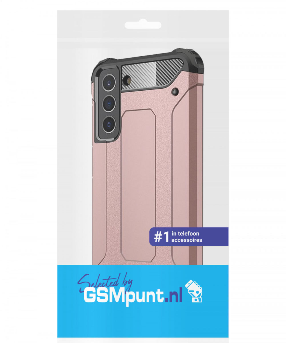 Samsung Galaxy S21 FE Hoesje Shock Proof Hybride Back Cover Roze afbeelding 2