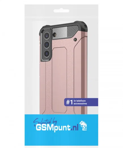 Samsung Galaxy S21 FE Hoesje Shock Proof Hybride Back Cover Roze afbeelding 2