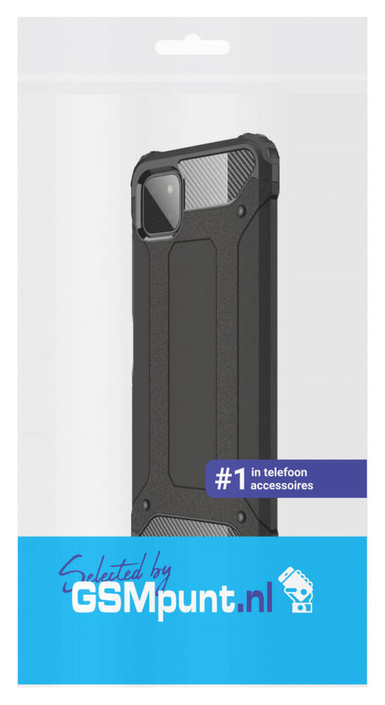 Samsung Galaxy A22 5G Hoesje Shock Proof Hybride Back Cover Zwart afbeelding 2
