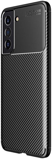 Samsung Galaxy S21 FE Hoesje Siliconen Carbon TPU Back Cover Zwart afbeelding 1