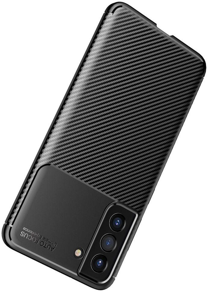 Samsung Galaxy S21 FE Hoesje Siliconen Carbon TPU Back Cover Zwart afbeelding 6