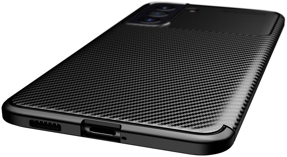 Samsung Galaxy S21 FE Hoesje Siliconen Carbon TPU Back Cover Zwart afbeelding 7