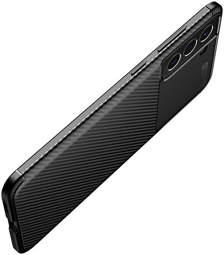 Samsung Galaxy S21 FE Hoesje Siliconen Carbon TPU Back Cover Zwart afbeelding 8