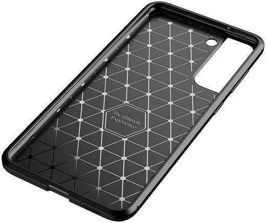 Samsung Galaxy S21 FE Hoesje Siliconen Carbon TPU Back Cover Zwart afbeelding 9